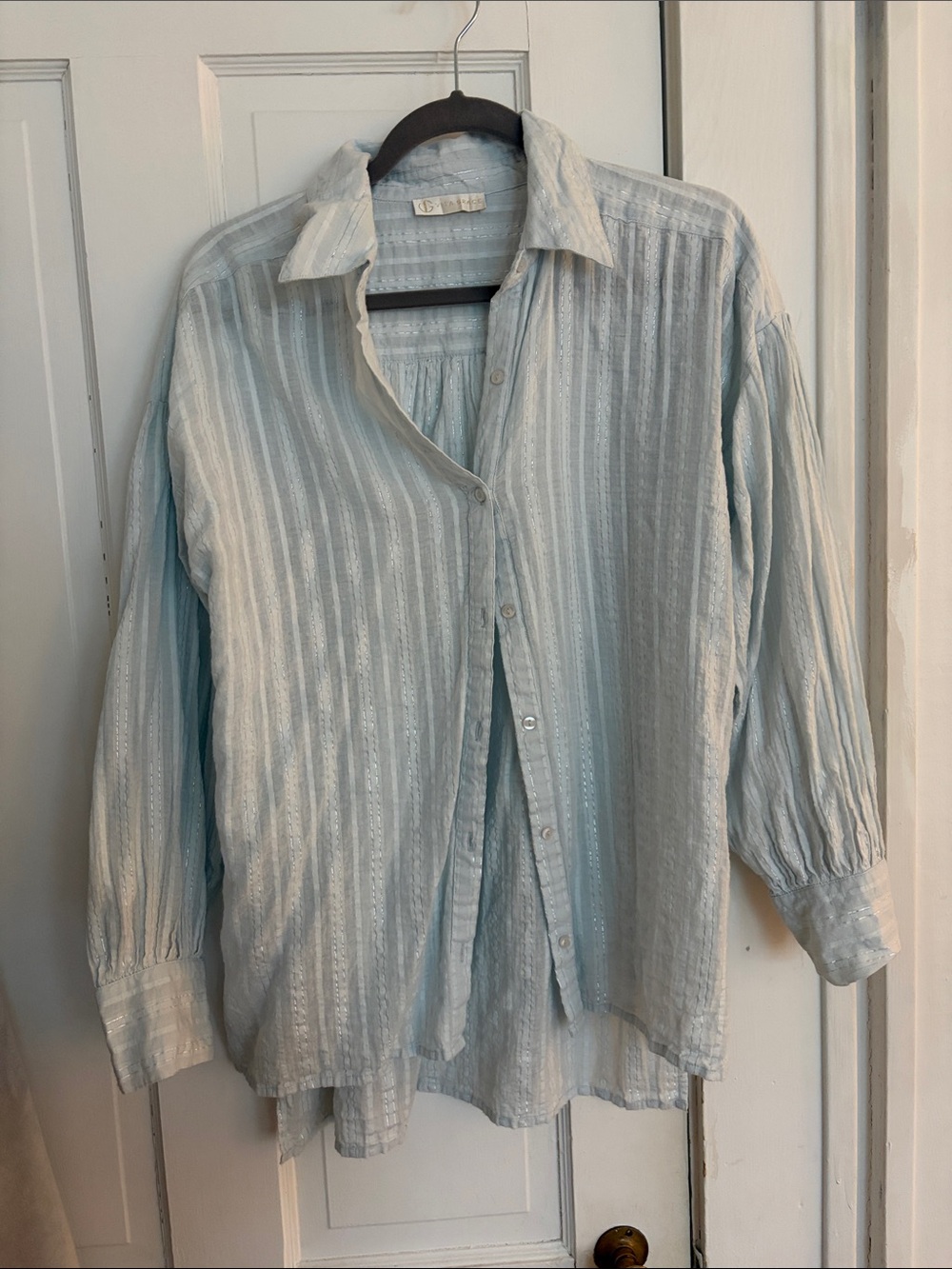 Light Blue Striped Button-Up Shirt
